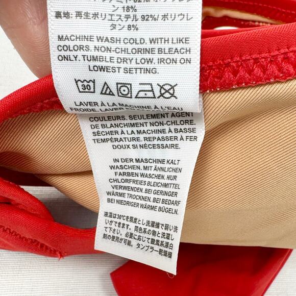 J Crew Women’s Halter Tie Neck Bikini Swim Top Medium Red BY633 - Picture 7 of 9